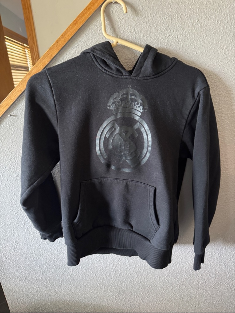 Black Hooded Sweatshirt with Real Madrid Graphic YM
